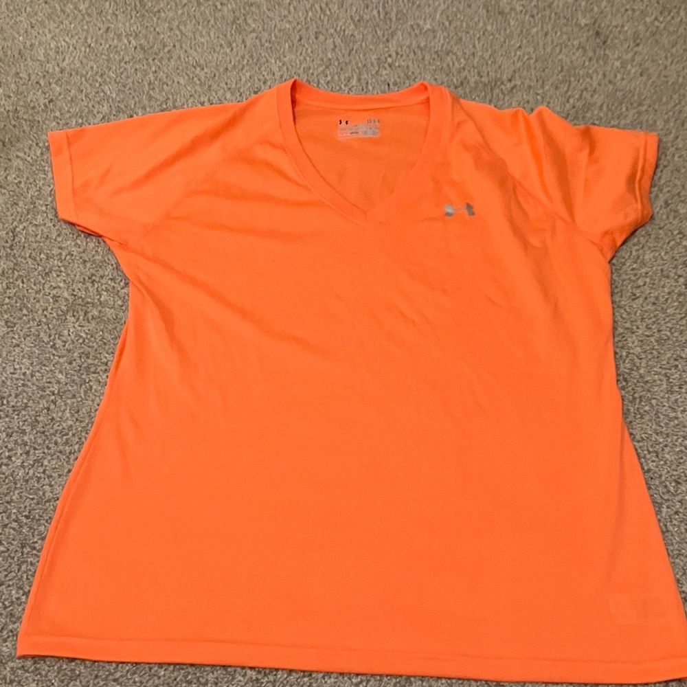Under Armour Women's Short Sleeve V-Neck Tee - Neon Orange